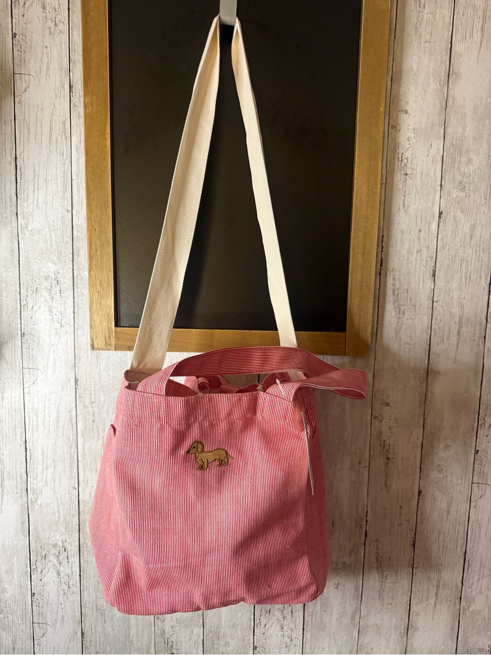 NWT No Boundaries Women's Americana North/South Tote Bag, Red Engineer Stripe